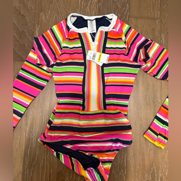Trina Turk Other - Trina Turk Vibrant Striped One Piece Swimsuit Rashguard